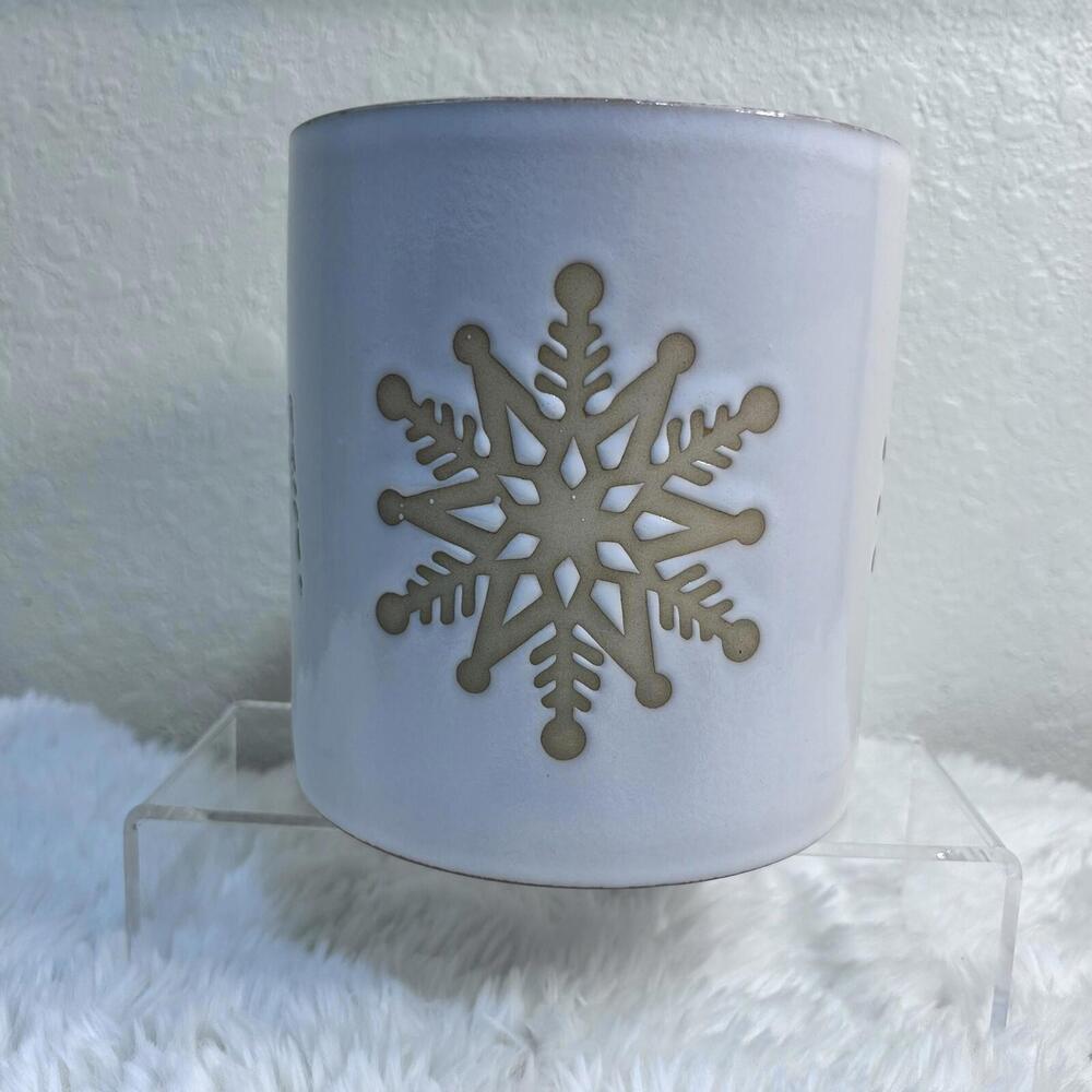CHRISTMAS SNOWFLAKE CERAMIC FLOWER POT POTTED 6" WHITE/CREAM ASHLAND NWT